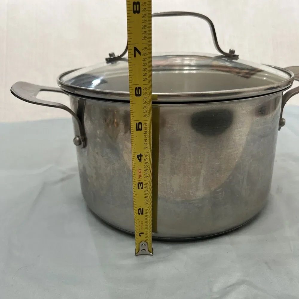 Emeril Lagasse 5 Qt 4.7 L Stock Pot Dutch Oven Stainless Steel with Clear Lid